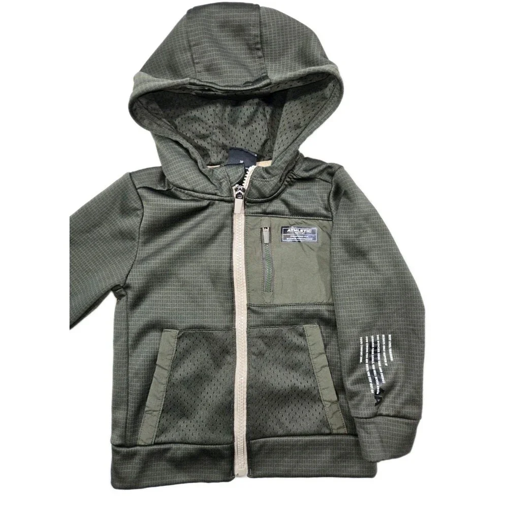 Lot Of 2 Boys Athletic Works Full Zip Hoodie Jacket Size 3T Gray Green